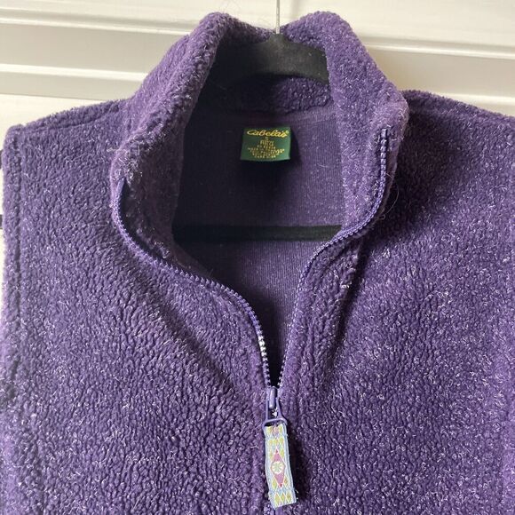 Cabelas Womens Fleece Vest Small Purple Outdoor Hiking Cabin Camp Zip Up Warm - Picture 7 of 10